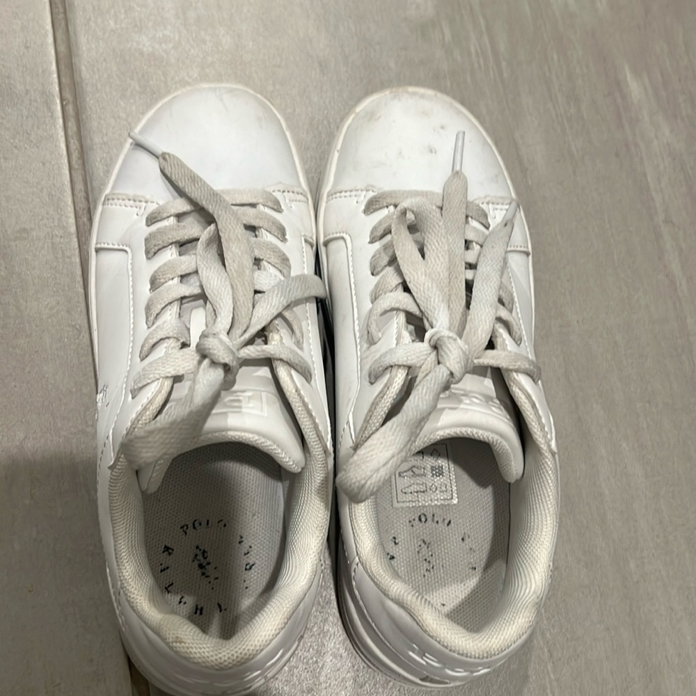 Polo Ralph Lauren kids white leather tie sneakers size 2